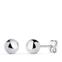 18K PENDIENTES ORO BLANCO BOLA LISA BRILLA HUECA. ANCHO: 6 MM. CIERRE PRESION