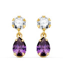 18K PENDIENTES ORO AMARILLO DOS CUERPOS CON CIRCONITA Y AMATISTA LAGRIMA 16 X 5MM. CIERRE PRESION