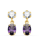 18K PENDIENTES ORO AMARILLO DOS CUERPOS CON CIRCONITA Y AMATISTA OVAL 16 X 5MM. CIERRE PRESION