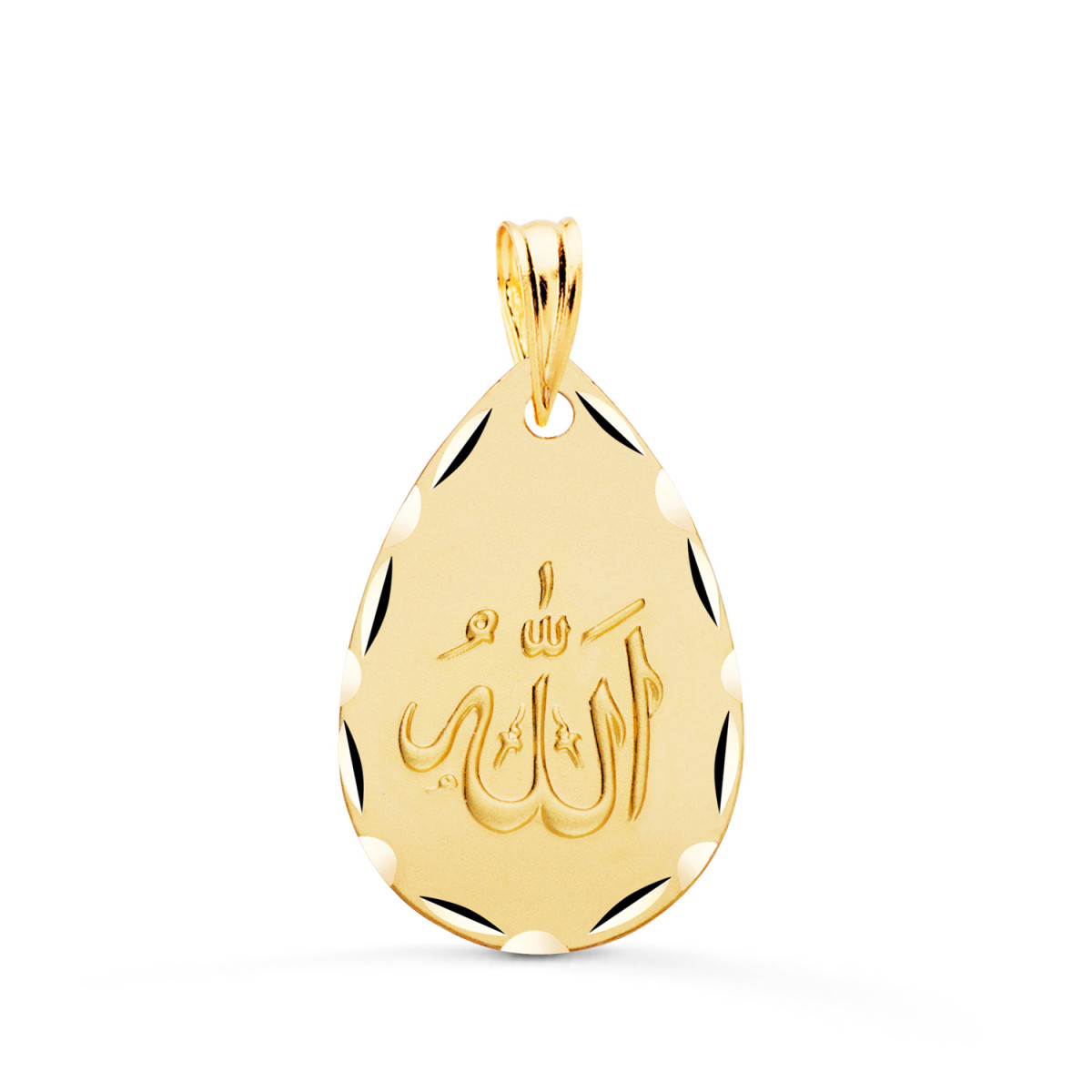 18K MEDALLA ORO AMARILLO ALA ES GRANDE OVAL TALLADA Y MATIZADA 22X14 MM