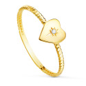 18K SORTIJA ORO AMARILLO CORAZON CON DIAMANTE LABORATORIO TALLA BRILLANTE 0,008 QT. VS2 - G C. AMOR