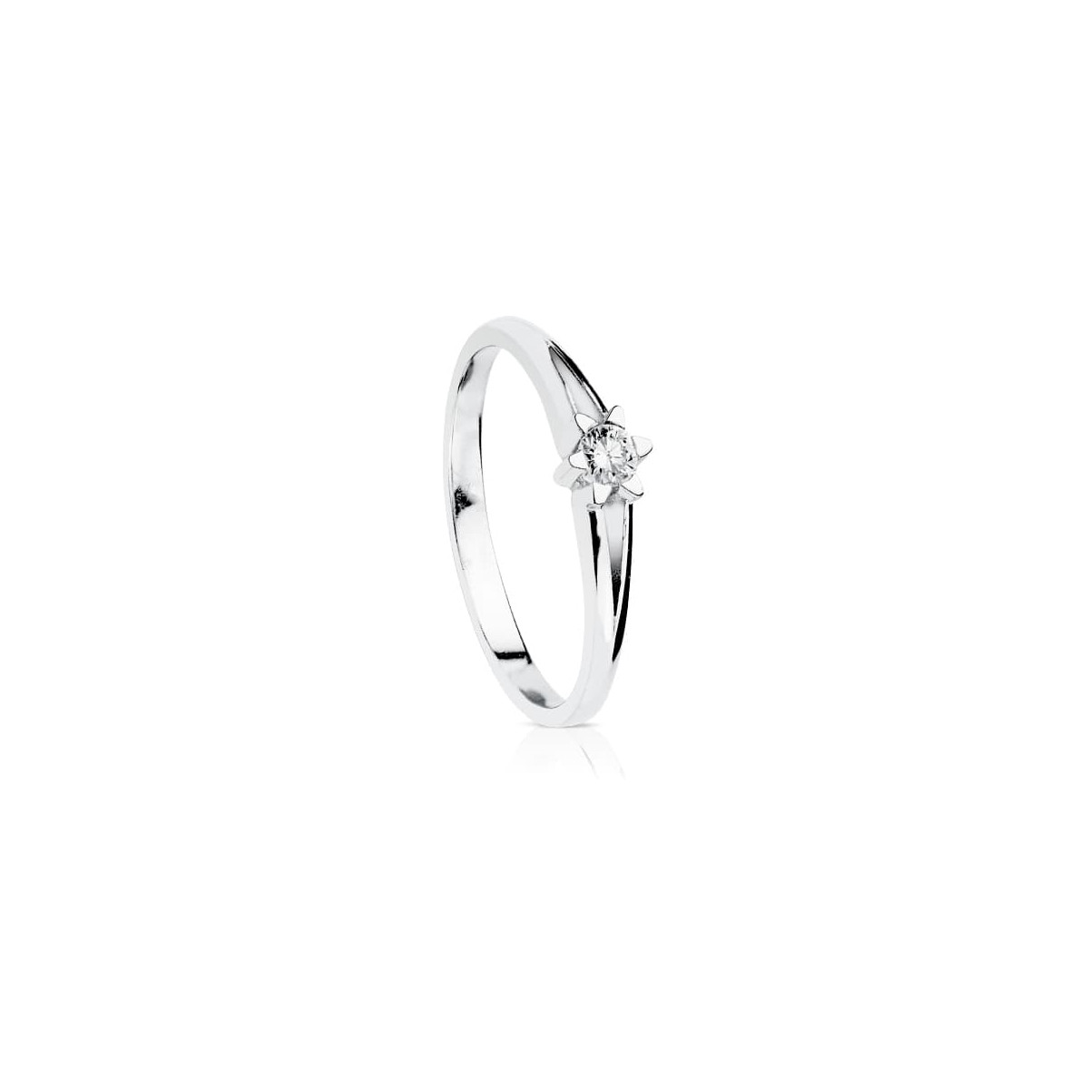 18K SOLITARIO DIAMANTE NATURAL TALLA BRILLANTE ORO BLANCO 0,150 QTS. SI-H