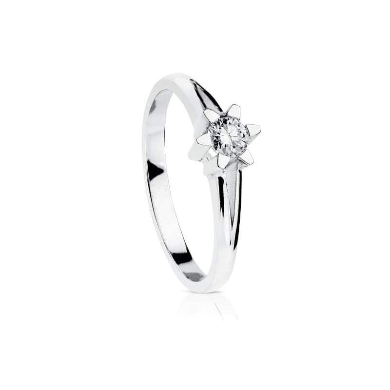 18K SOLITARIO DIAMANTE NATURAL TALLA BRILLANTE ORO BLANCO 0.200 QTS. SI-H