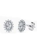 18K PENDIENTES ORO BLANCO DIAMANTES LABORATORIO OVAL Y 28 DIAMANTES 0,28 QTES - 2 OVALES 1,1 QTES G-VS2. 10X8MM. CIERRE PRESION