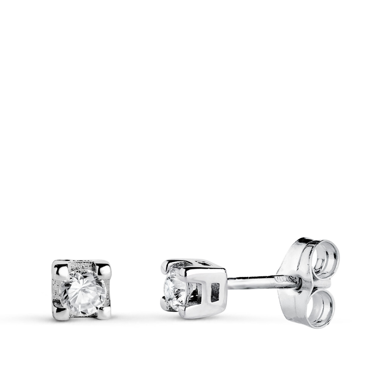 18K PENDIENTES ORO BLANCO DIAMANTES LABORATORIO TALLA BRILLANTE 2,75 MM 0,20 QTS VS2-G. MEDIDA: 3,5X3,5 MM. PRESION