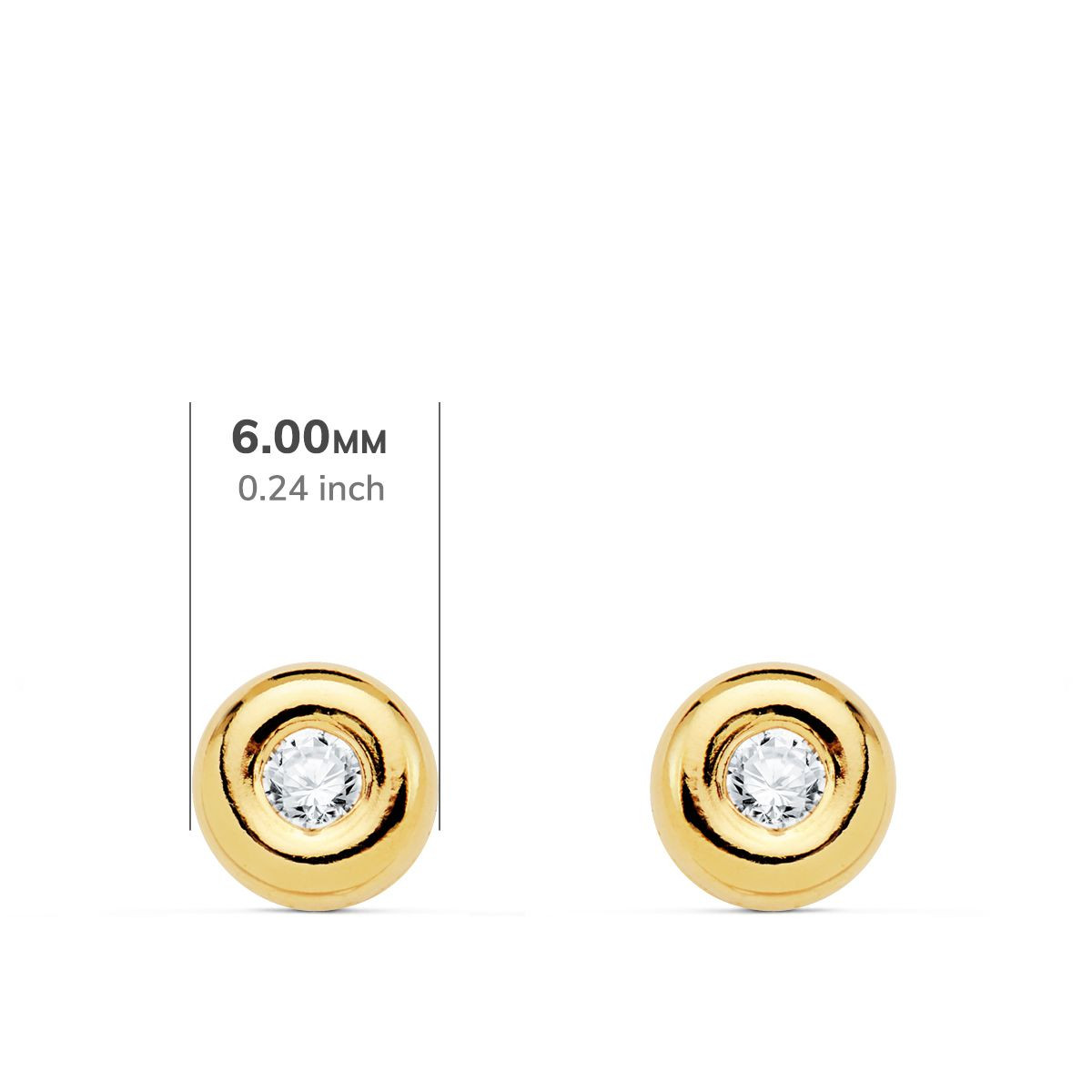 18K PENDIENTES CHATON ORO AMARILLO DIAMANTES LABORATORIO 0,100 QTS VS2-G. MEDIDA: 6 X 6 MM. CIERRE PRESION