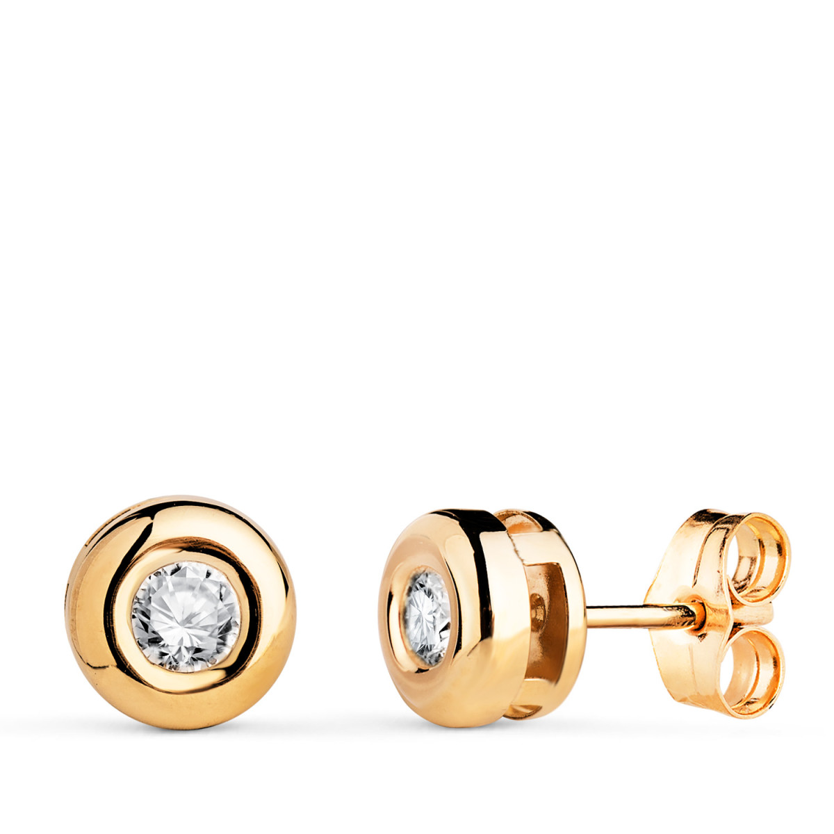 18K PENDIENTES ORO AMARILLO DIAMANTES LABORATORIO 3,40 MM 0,300 QTS VS2-G. MEDIDA: 7X7 MM. CIERRE PRESION