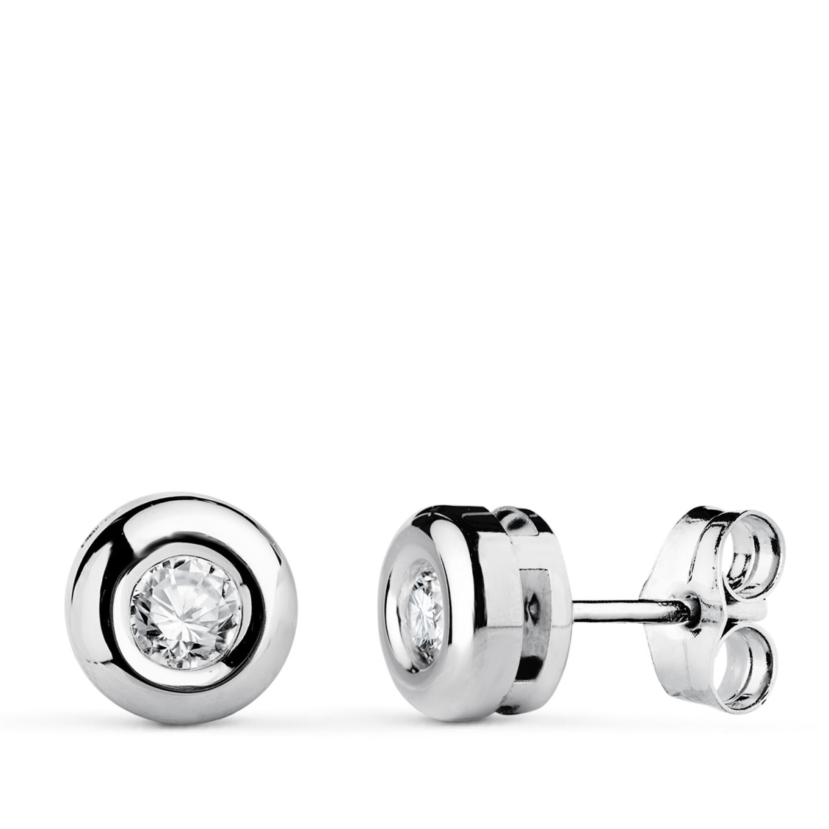 18K PENDIENTES ORO BLANCO DIAMANTES LABORATORIO 3,40 MM 0,300 QTS VS2-G. MEDIDA: 7X7 MM. CIERRE PRESION