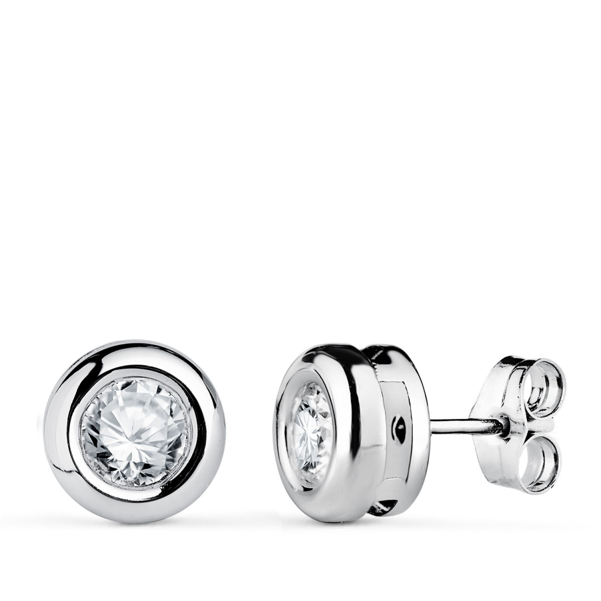 18K PENDIENTES ORO BLANCO DIAMANTES LABORATORIO 5 MM 0,650 QTS VS2-G. MEDIDA: 8X8 MM.CIERRE PRESION