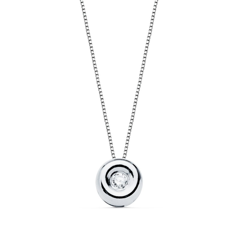 18K GARGANTILLA ORO BLANCO CHATON 5,5 MM DIAMANTE LABORATORIO 1,70MM 0,020 QTS. G-VS2. CADENA 42CM