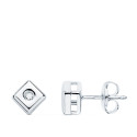18K PENDIENTES CHATON CUADRADO ORO BLANCO DIAMANTES LABORATORIO 0,040 QTS. G-VS2 CIERRE PRESION 5,5 MM
