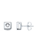 18K PENDIENTES ORO BLANCO CUADRADOS 6X6MM DIAMANTES LABORATORIO 0,100 QTS. G-VS2. CIERRE PRESION