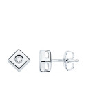 18K PENDIENTES ORO BLANCO CUADRADOS 6X6MM DIAMANTES LABORATORIO 0,100 QTS. G-VS2. CIERRE PRESION
