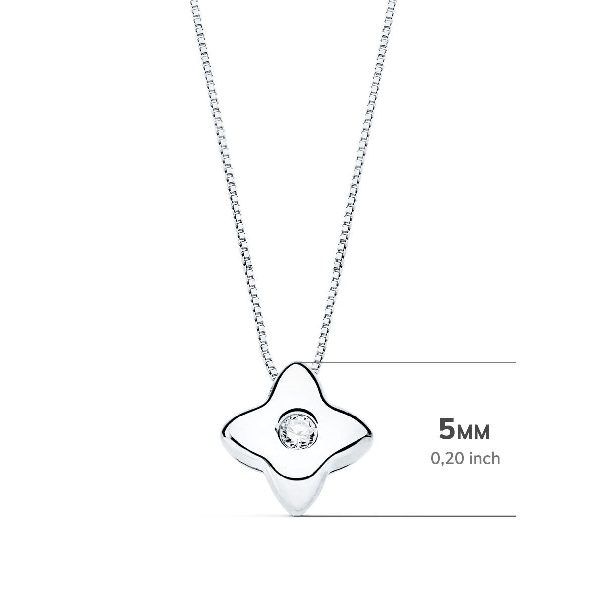 18K GARGANTILLA ORO BLANCO ESTRELLA 5X5MM DIAMANTE LABORATORIO 0,015 QT. G-VS2. CADENA 42CM