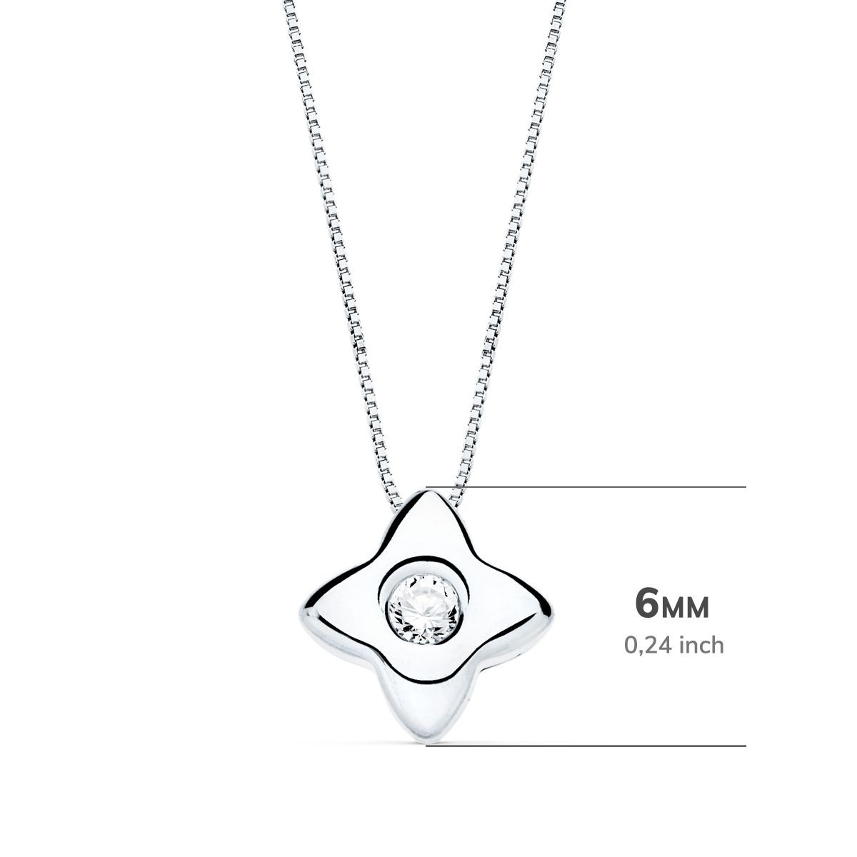 18K GARGANTILLA ORO BLANCO ESTRELLA 6MM CON DIAMANTE LABORATORIO 0,050 QTS. G-VS2. CADENA 42CM