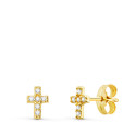 18K PENDIENTES ORO AMARILLO CRUZ DIAMANTES LABORATORIO 0,06 QTS VS2-G. MEDIDA: 6X4 MM. CIERRE PRESION