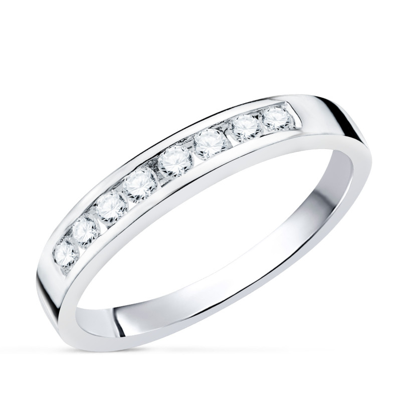 18K ALIANZA O ANILLO 8 DIAMANTES DE LABORATORIO ORO BLANCO 0,240 QTS. PUREZA VS2 COLOR G TALLA BRILLANTE