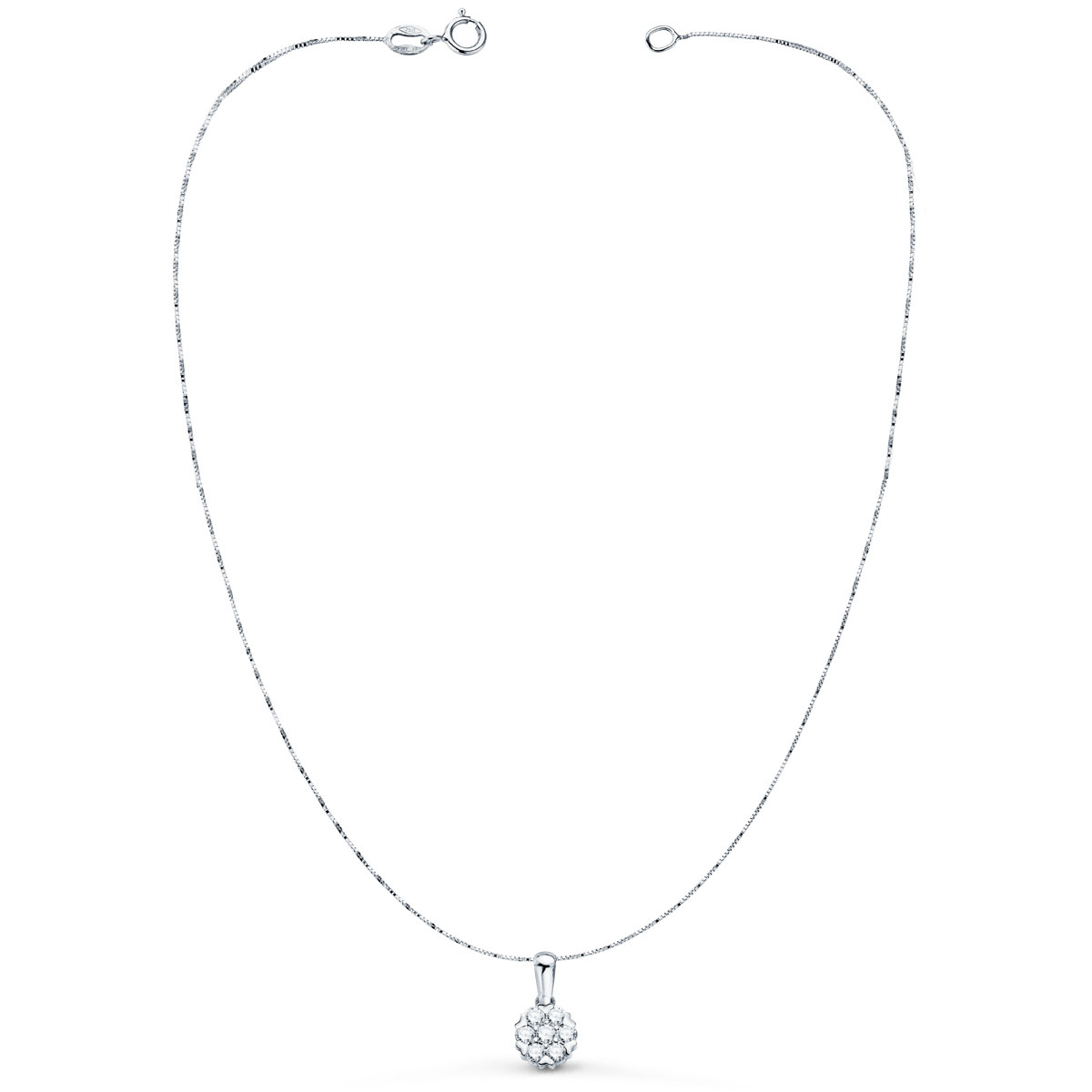 18K COLLAR ORO BLANCO 7 MM DIAMANTES LABORATORIO 0,300 QTS G-VS2 CADENA 42-3CM