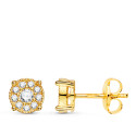18K PENDIENTES ORO AMARILLO 20 DIAMANTES LABORATORIO 0,365 QTES VS2-G. 6,5X6,5 MM. PRESION