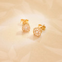 18K PENDIENTES ORO AMARILLO 20 DIAMANTES LABORATORIO 0,365 QTES VS2-G. 6,5X6,5 MM. PRESION