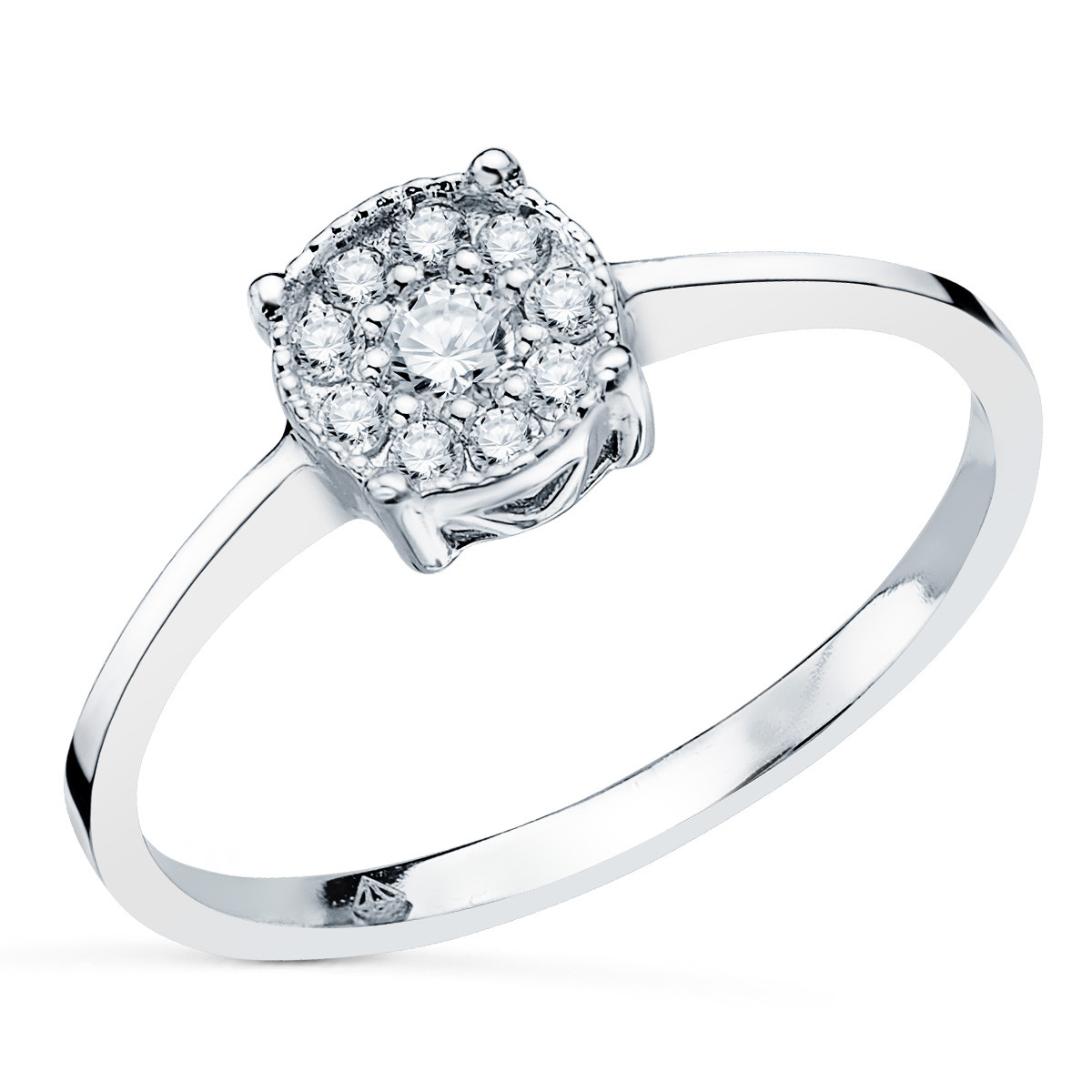 18K SORTIJA ORO BLANCO CON DIAMANTES LABORATORIO CUAJO 7X7 MM 0,182 QTS. VS2-G