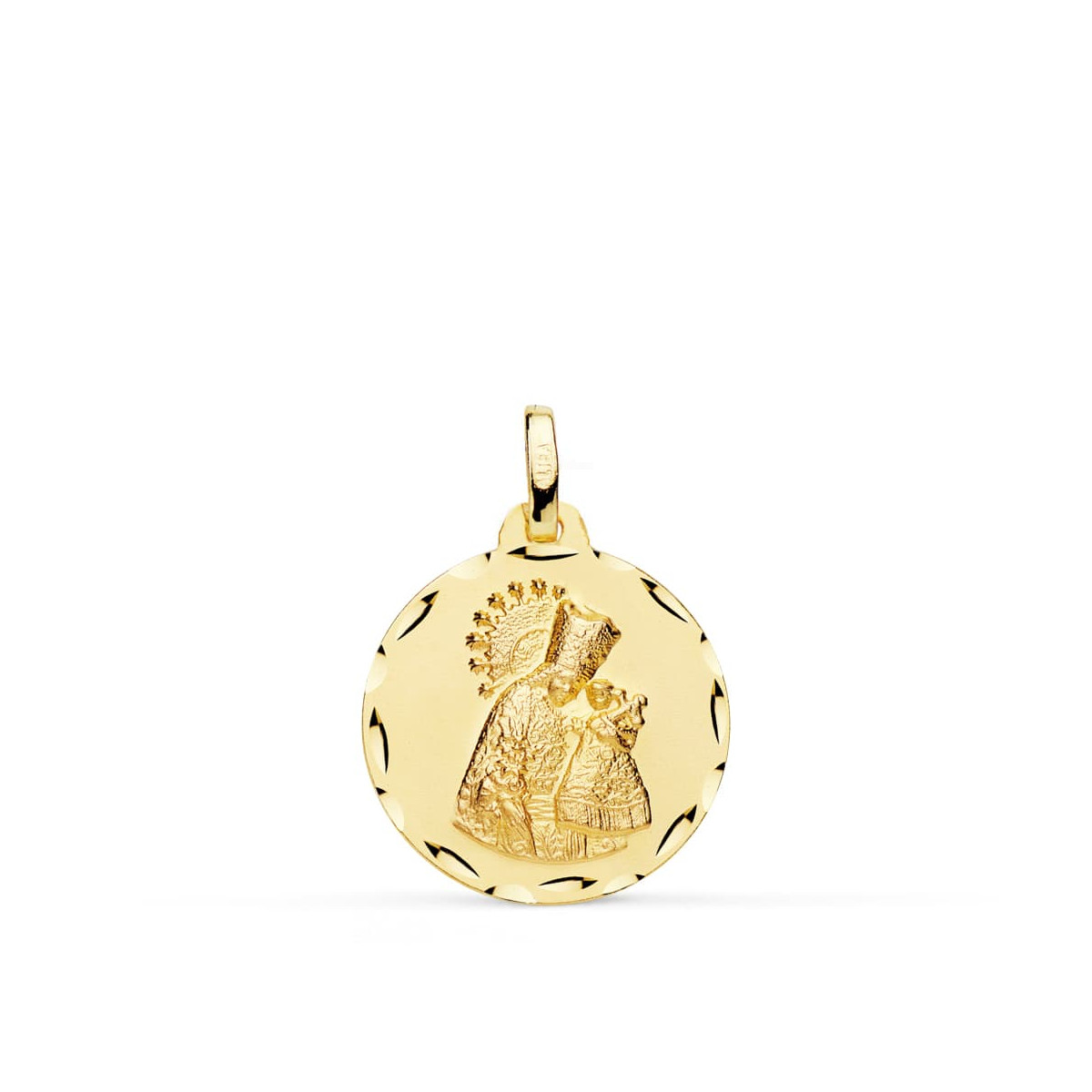 18K MEDALLA ORO AMARILLO VIRGEN DE LOS DESAMPARADOS TALLA CLASICA 18 MM