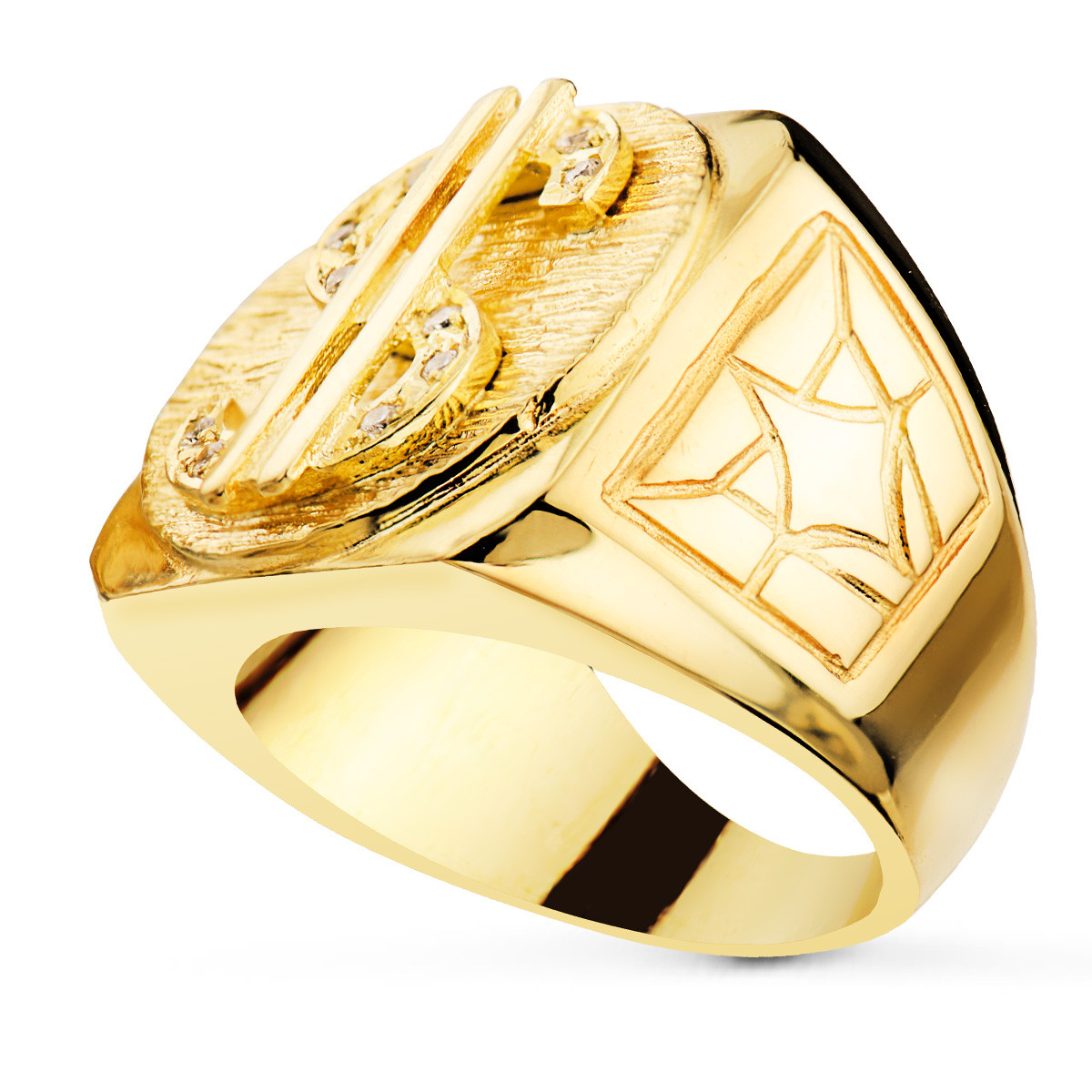 18K SELLO ORO AMARILLO MACIZO DOLAR CON CIRCONITA ANCHO 22X20 MM