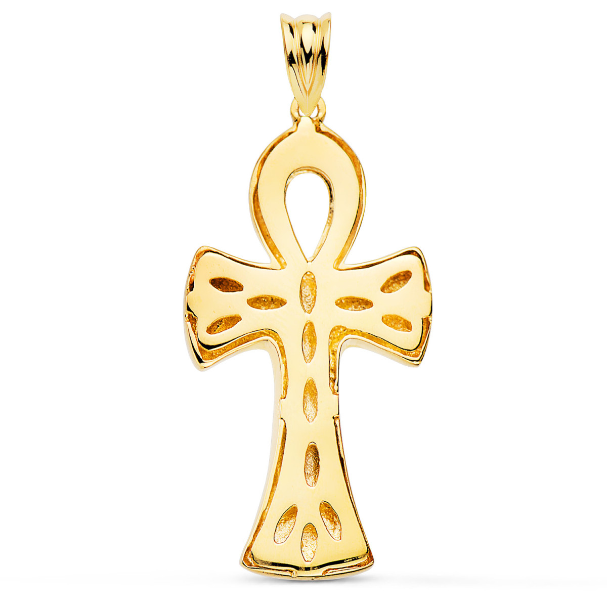 18K CRUZ DE LA VIDA EGIPCIA ORO AMARILLO BRILLO 34 X 18 MM . AMULETO EGIPCIO ANKH