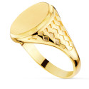18K SELLO ORO AMARILLO CON TALLADOS LATERALES CABEZA OVAL MATIZADA 14X11 MM