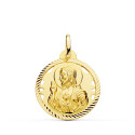 18K MEDALLA ORO AMARILLO CRISTO SAGRADO CORAZON DE JESUS HELICE CALADA 22 MM