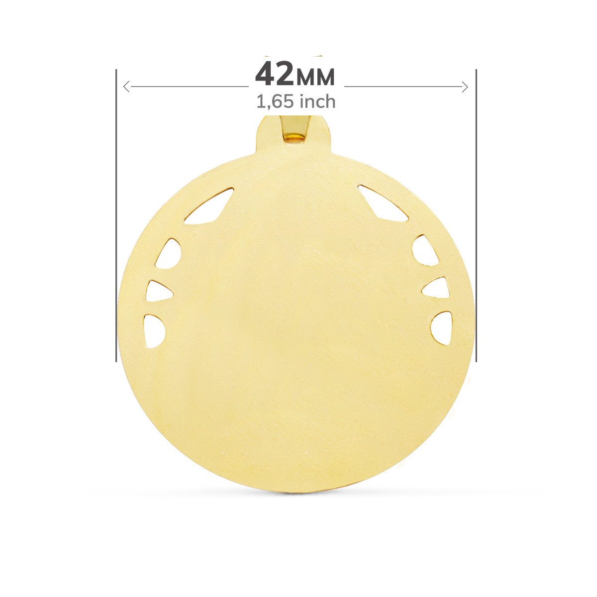 18K MEDALLA ORO AMARILLO CRISTO SAGRADO CORAZON DE JESUS CALADO Y TALLADO 42 MM