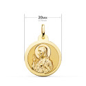 18K ESCAPULARIO ORO AMARILLO ORO AMARILLO BRILLO VIRGEN DEL CARMEN Y CORAZON DE JESUS 20 MM