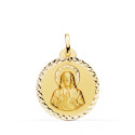 18K MEDALLA ORO AMARILLO SAGRADO CORAZON DE JESUS TALLA CRUZADA 22 MM