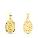 18K MEDALLA ORO AMARILLO VIRGEN DE LA MILAGROSA OVAL TALLADA 15X11 MM