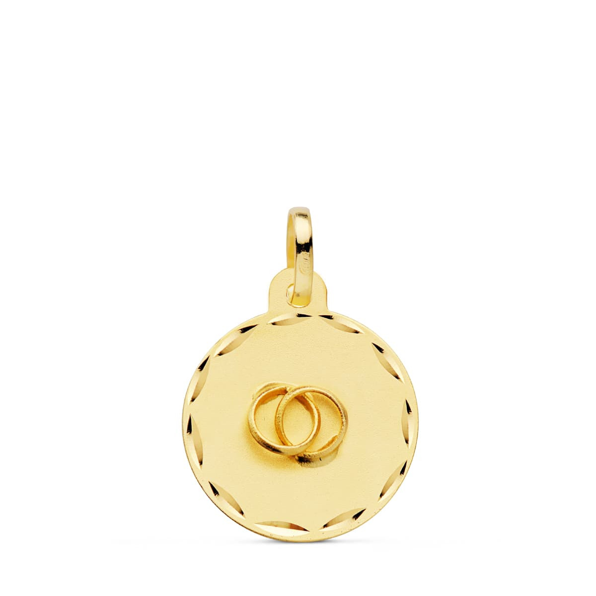 18K PLACA CHAPA DISCO  ORO AMARILLO REDONDO ALIANZAS TALLADO 16 MM C. AMOR