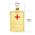 18K COLGANTE ORO AMARILLO PLACA CHAPA GRUPO SANGUINEO RH GRANDE 24X17 MM