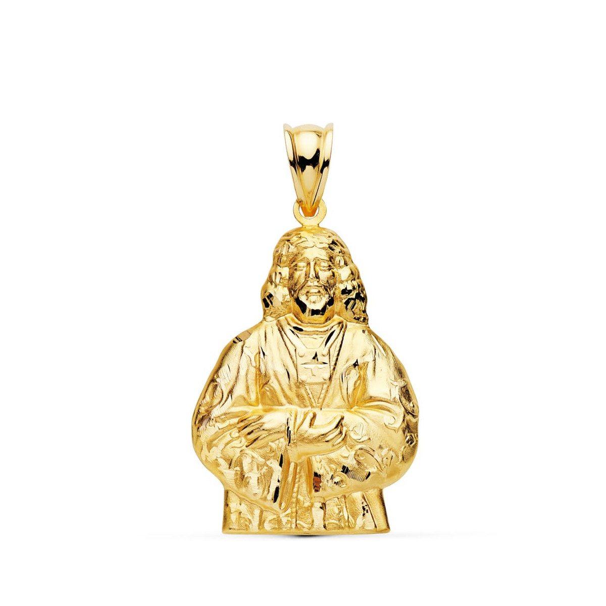 18K COLGANTE MEDALLA  SILUETA CRISTO MEDINACELLI ORO AMARILLO 31X20 MM