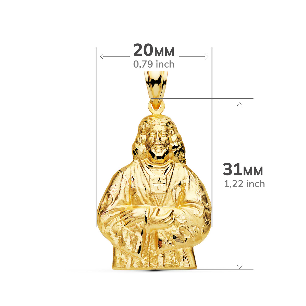 18K COLGANTE MEDALLA  SILUETA CRISTO MEDINACELLI ORO AMARILLO 31X20 MM
