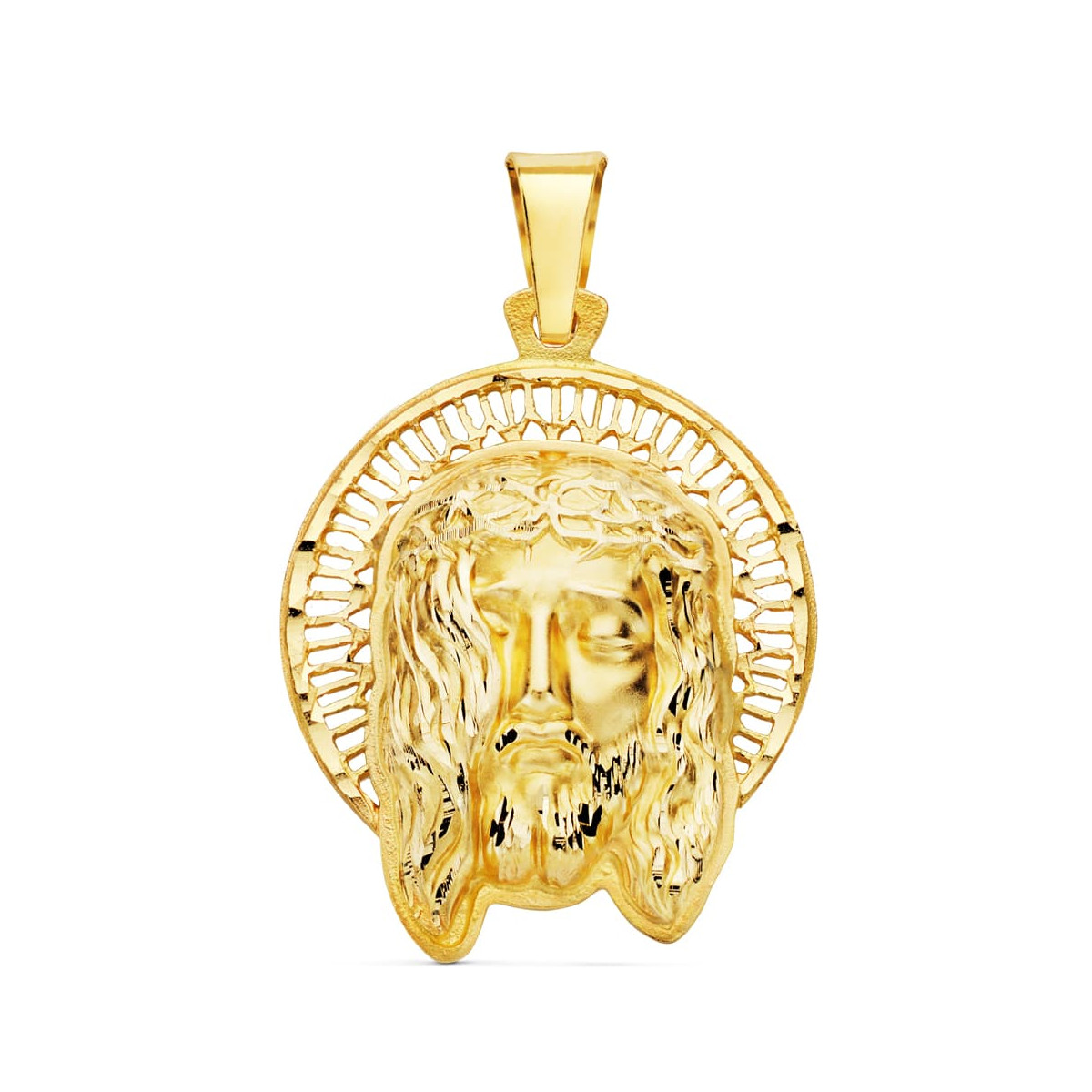 18K COLGANTE COLGANTE ORO AMARILLO CABEZA DE CRISTO ORLA 29X25 MM