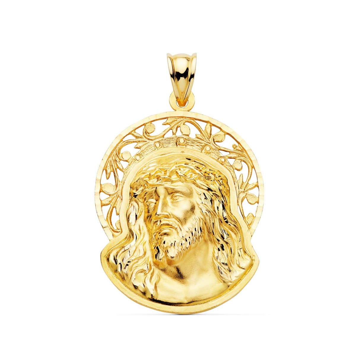 18K COLGANTE COLGANTE ORO AMARILLO CABEZA DE CRISTO ORLA 32X26 MM