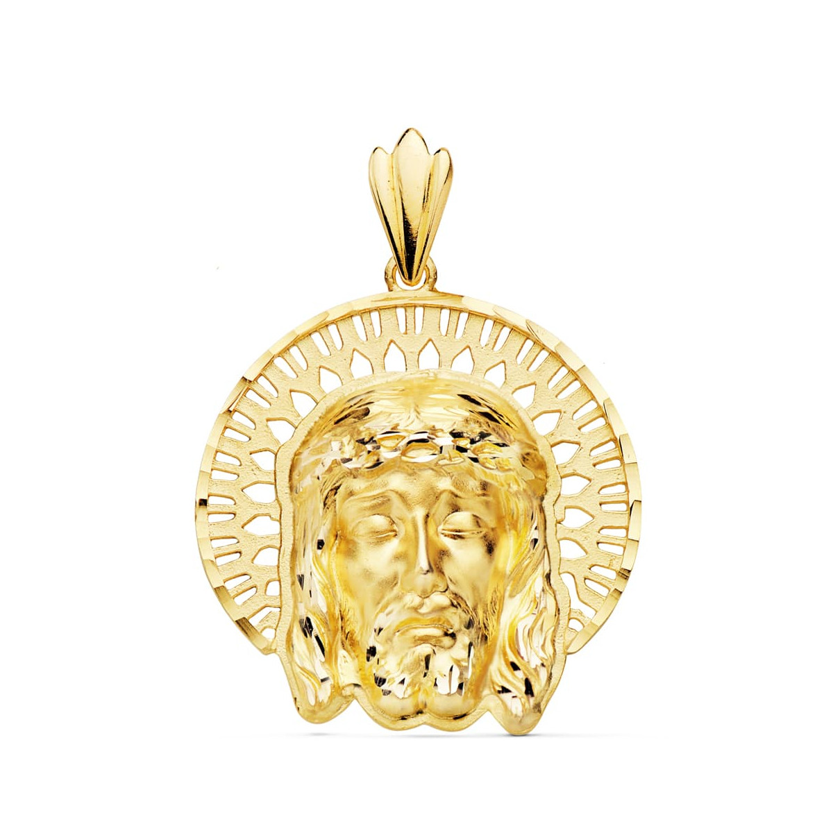 18K COLGANTE COLGANTE ORO AMARILLO CABEZA DE CRISTO  ORLA 31X31 MM
