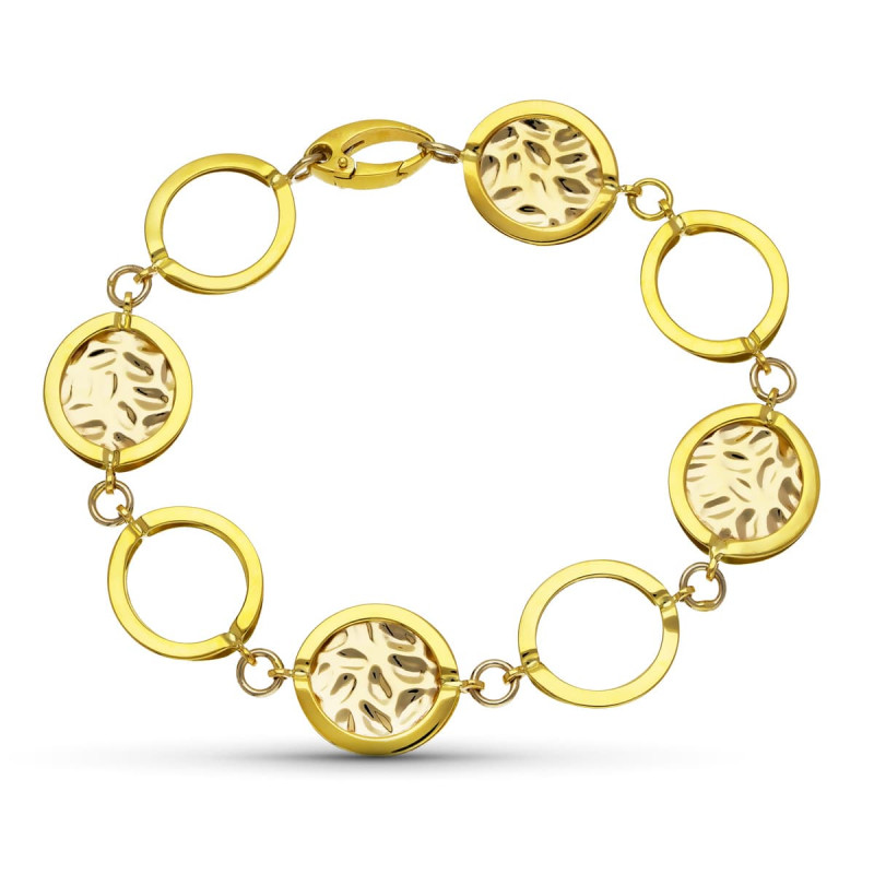 18K PULSERA ORO BICOLOR GRECA LASER