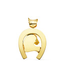 18K COLGANTE ORO AMARILLO HERRADURA CON CABALLO 40X34 MM