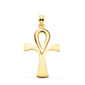 18K CRUZ DE LA VIDA EGIPCIA ORO AMARILLO SIN CRISTO EN BRILLO 36 X 23 MM AMULETO EGIPCIO ANKH