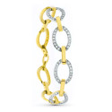 18K PULSERA ORO BICOLOR ESLABONES CIRCULOS Y CIRCONITAS