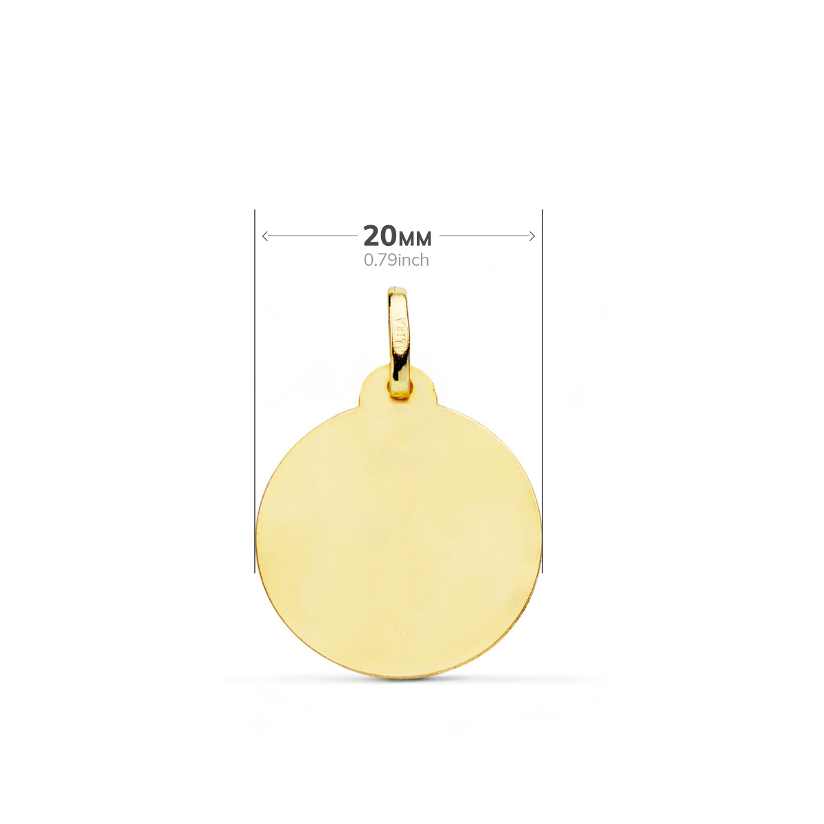 18K MEDALLA ORO AMARILLO VIRGEN CARIDAD DEL COBRE BALSA TALLADA 20 MM