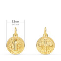 18K MEDALLA  ESCAPULARIO ORO AMARILLO SAN BENITO MONJE 12 MM MATIZADA