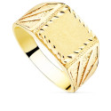 18K SELLO MACIZO CABALLERO ORO AMARILLO TALLADO CABEZA CUADRADA 11X11 MM