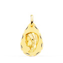 18K MEDALLA ORO AMARILLO VIRGEN NIÑA GOTA TALLA CLASICA 23X15 MM