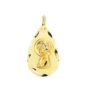 18K MEDALLA ORO AMARILLO VIRGEN NIÑA LAGRIMA 19X11 MM